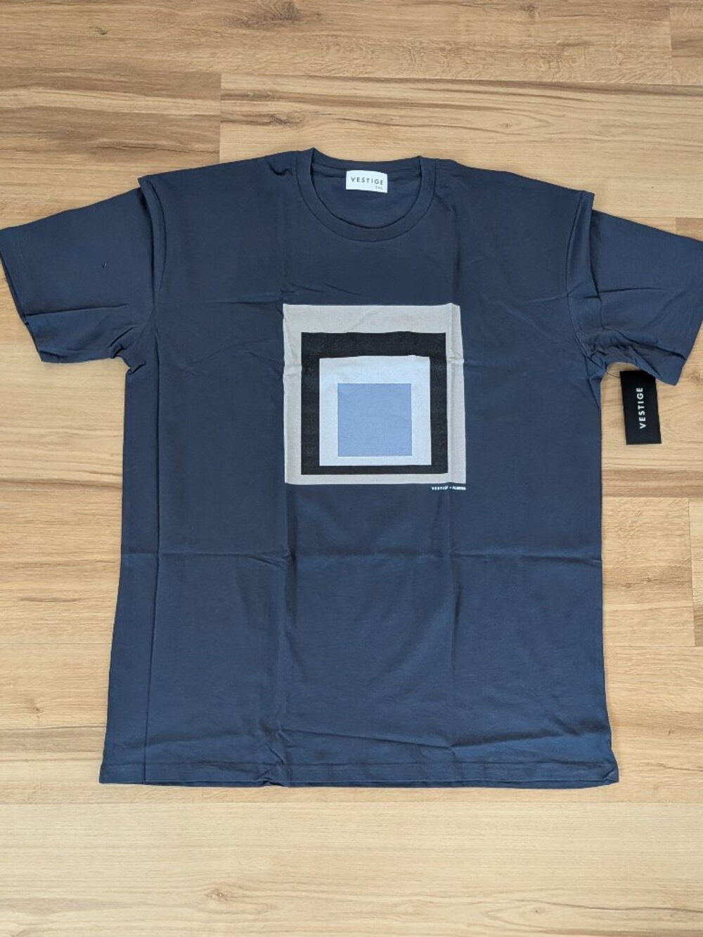 NWT Vestige Graphic "Box in Box" Tee Slate Blue/Grey 2XL Crewneck Short Sleeve